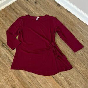 Elle Burgundy 3/4 Sleeve Top with Side Tie Detail | Size M